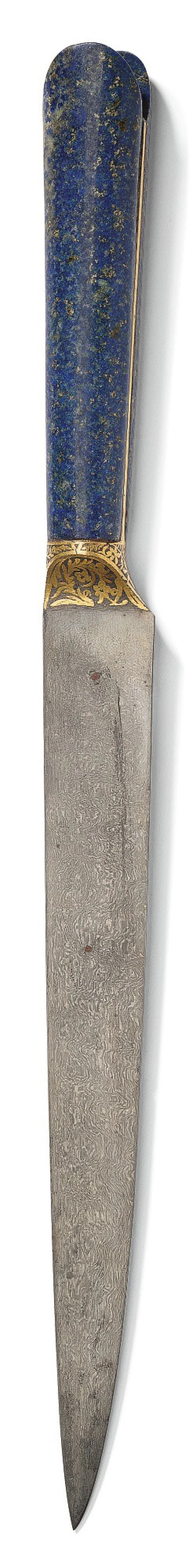 A WATERED-STEEL DAGGER (KARD) WITH LAPIS-LAZULI HILT