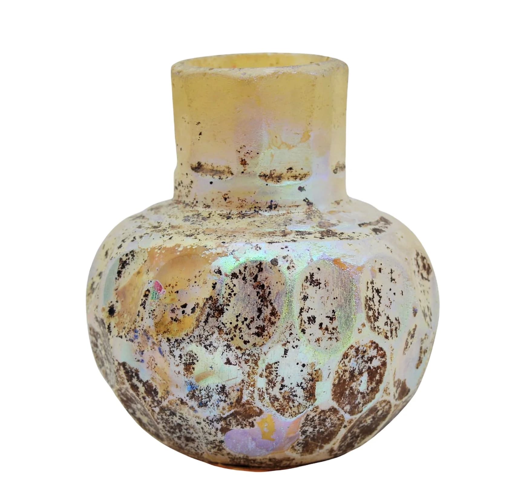 A FACET-CUT GLASS BOTTLE