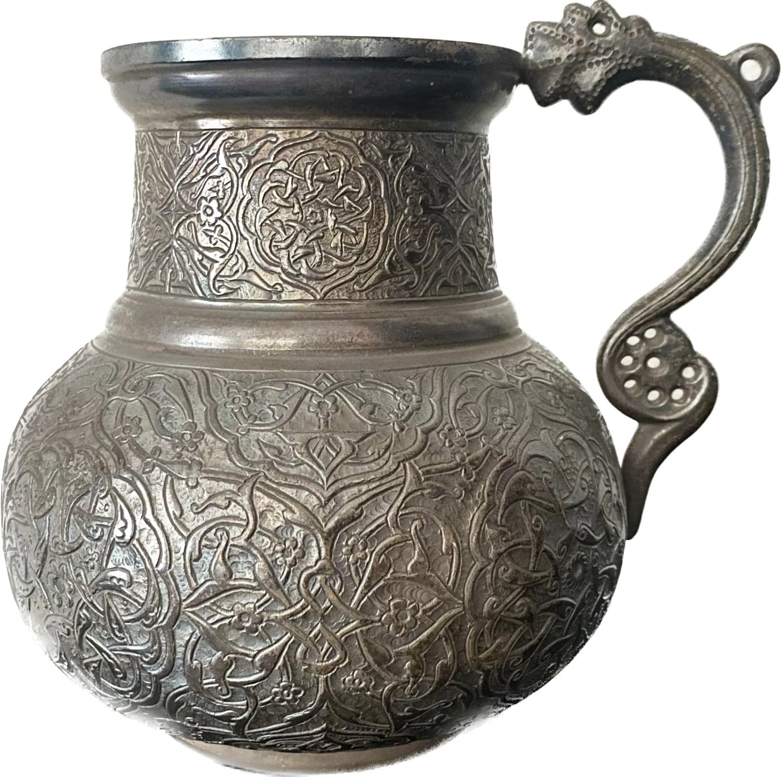 GILDED & ENGRAVED OTTOMAN TIMURID-STYLE SILVER JUG WITH TUGHRAS