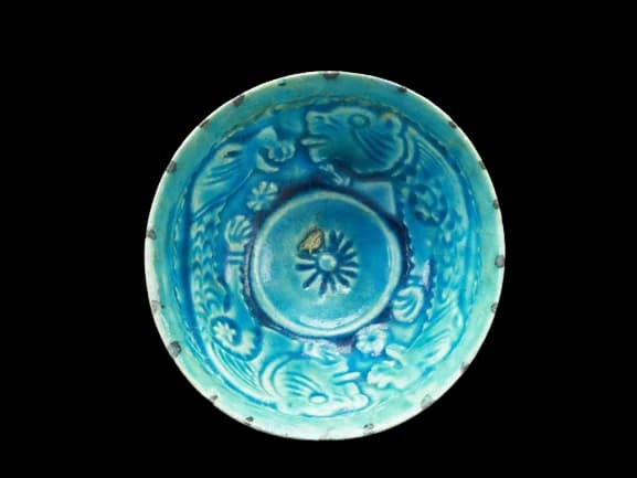 A BAMIYAN TURQUOISE GLAZED POTTERY BOWL
